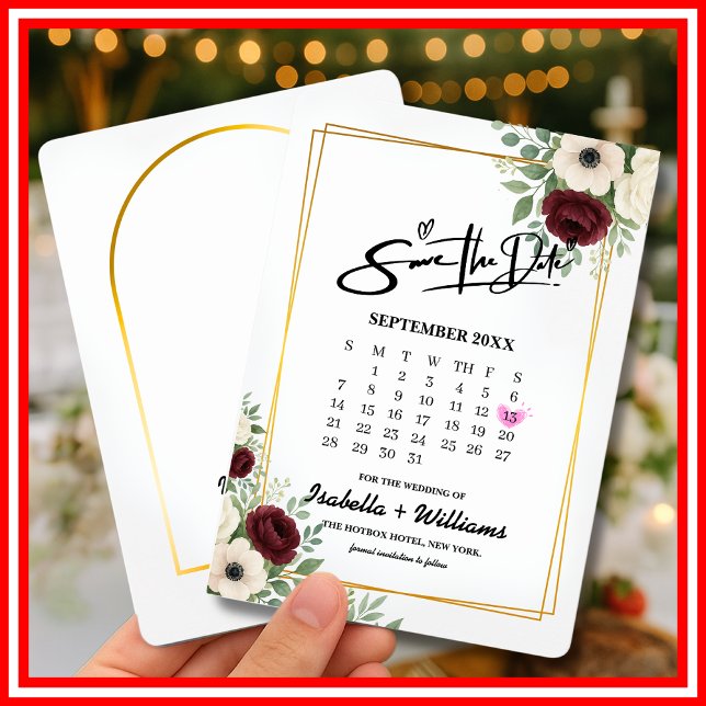 Sage Grönt Geometry Calendar Bröllop spara datum Tilläggskort (Skapare uppladdad)