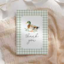 Sage Grönt Gingham Anka Baby Shower