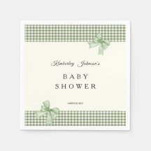 Sage Grönt Gingham Baby Shower-inbjudan & Bows
