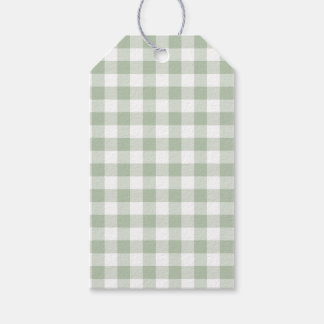 Sage Grönt Gingham Gift Märkres Presentetikett