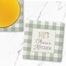 Sage Grönt Gingham Mönster Farmhouse Cottagecore