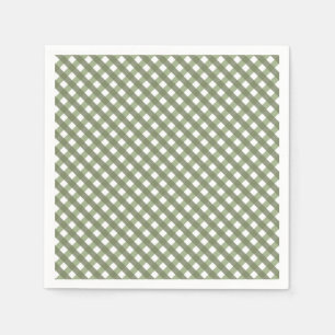 Sage Grönt Gingham Patterned Pappersservett
