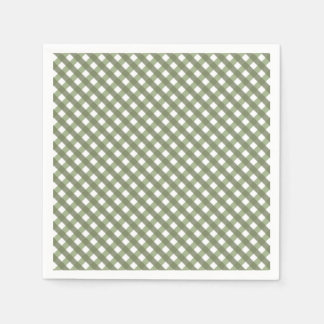 Sage Grönt Gingham Patterned Pappersservett