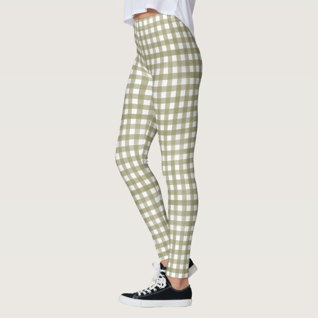 Sage Grönt Gingham Play Patterned Leggings (Vänster)
