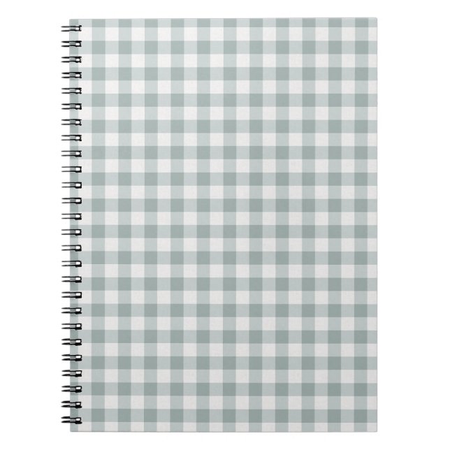 Sage Grönt Gingham Play Rand Anteckningsbok (Framsidan)