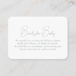 Sage grönt gingham simple bokar for baby dusch tilläggskort