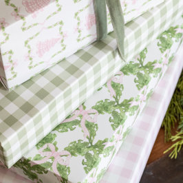 Sage Grönt Gingham Wrapping Papper