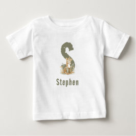 Sage Grönt Giraffe Monogram & Namn T Shirt