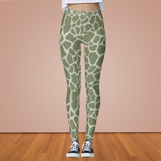 Sage Grönt Giraffe Print Leggings (Skapare uppladdad)