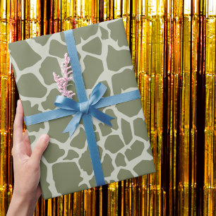 Sage Grönt Giraffe Print Presentpapper