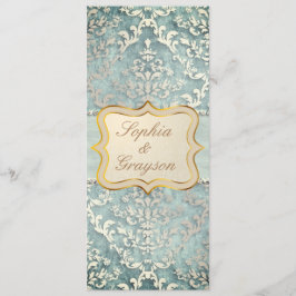 Sage Grönt Glimmer Damask Wedding Meny