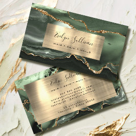 Sage Grönt Gold Foil Agate Affärskort Visitkort