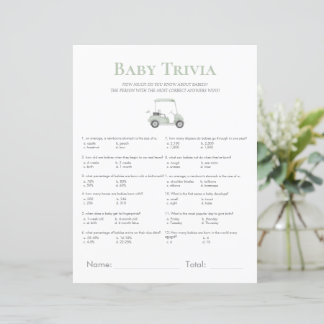 Sage grönt golf babydusch trivia-spel