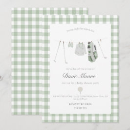 Sage grönt Golf-babyduschfest Inbjudan