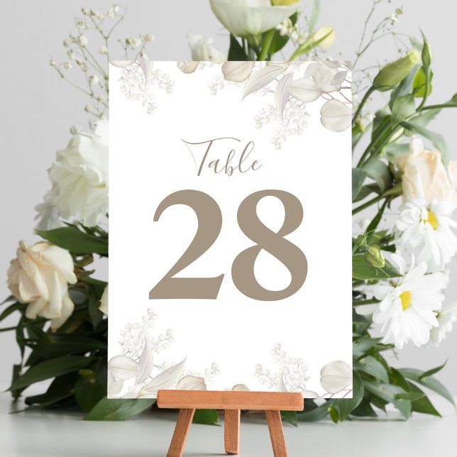 Sage Grönt Greenery Bröllop Bordsnummer (Wedding elegant sage green greenery foliage table number. )
