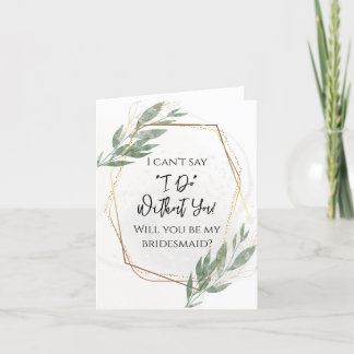 Sage Grönt Guld Blommigt, blir du min Bridesmaid? Tack Kort