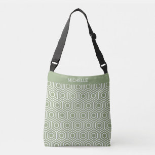 Sage Grönt Hexagon Honeycomb Geometric Mönster Axelväska