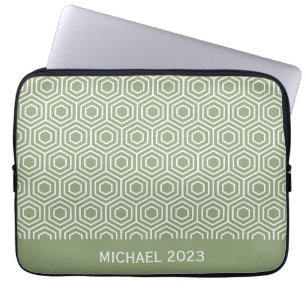 Sage Grönt Hexagon Honeycomb Geometric Mönster Laptop Fodral