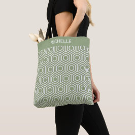 Sage Grönt Hexagon Honeycomb Geometric Mönster Tygkasse