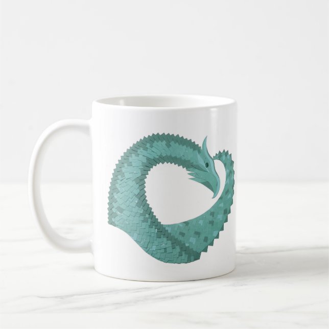 Sage grönt hjärta drake på vitt kaffemugg (Vänster)