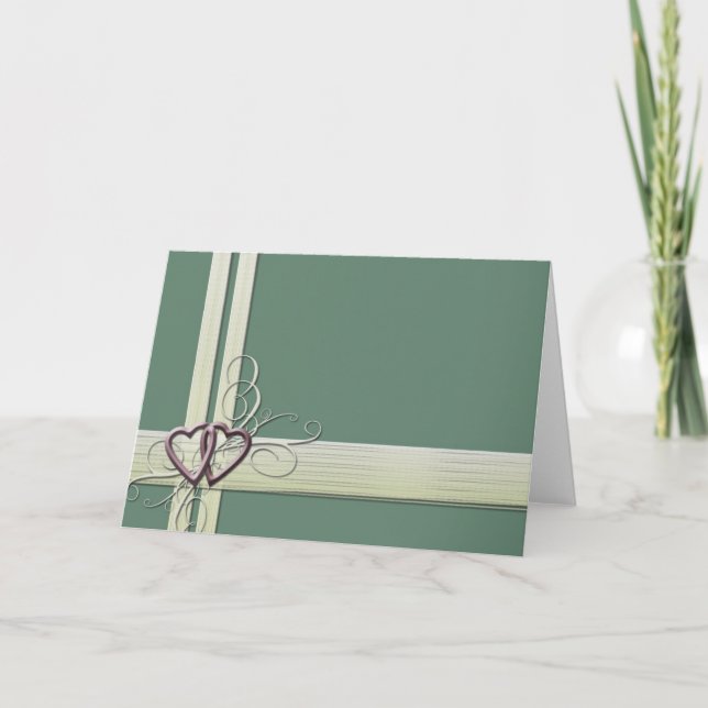 Sage grönt hjärtdesign helgkort (Framsida)