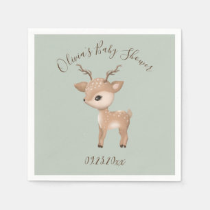 Sage Grönt Hjort Baby Shower Napkins Pappersservett