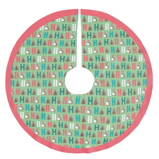 Sage Grönt Ho Ho Ho Armadillo Julgransmatta Borstad Polyester (Framsidan)