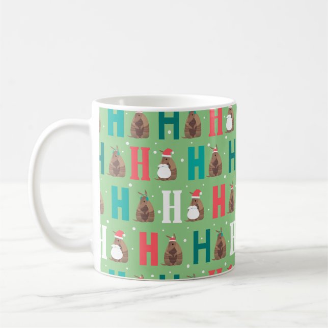Sage Grönt Ho Ho Ho Armadillo Kaffemugg (Vänster)