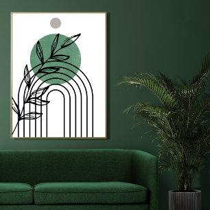 Sage-Grönt i mitten av århundradet botaniskt geome Poster