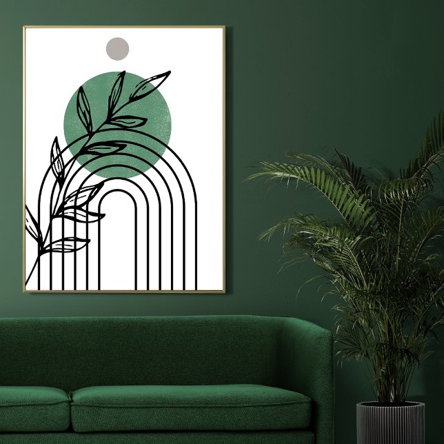Sage-Grönt i mitten av århundradet botaniskt geome Poster (Skapare uppladdad)