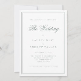 Sage Grönt I Modern minimalistisk bröllopsinbjudan Inbjudningar