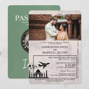 Sage Grönt India Passport bröllop-inbjudan Inbjudningar