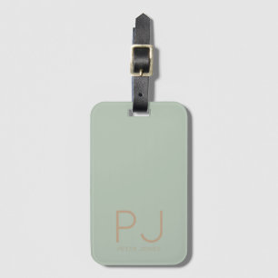 Sage Grönt initial Monogram Personlig Enkel Bagagebricka