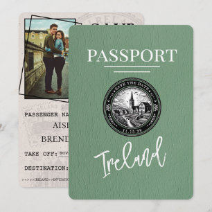 Sage Grönt Ireland Passport Spara datum Datumet