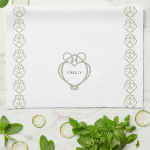 Sage Grönt Irish Celtic Svan Kärlek Knot Family Na Kökshandduk