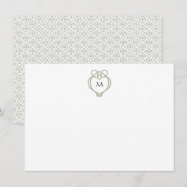 Sage Grönt Irish Celtic Svan Kärlek Knot Monogram Anteckningskort