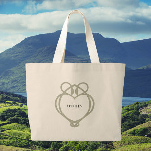 Sage Grönt Irish Celtic Svan Kärlek Knot Surname Jumbo Tygkasse