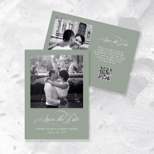 Sage Grönt Italienska Elegance Two Photo QR-kod Spara Datumet
