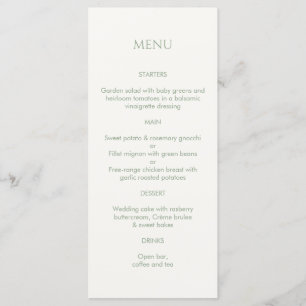 Sage Grönt & Ivory Monogrammed Bröllop Menu Program