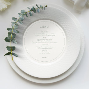 Sage Grönt & Ivory Monogrammed Round Bröllop Menu Meny
