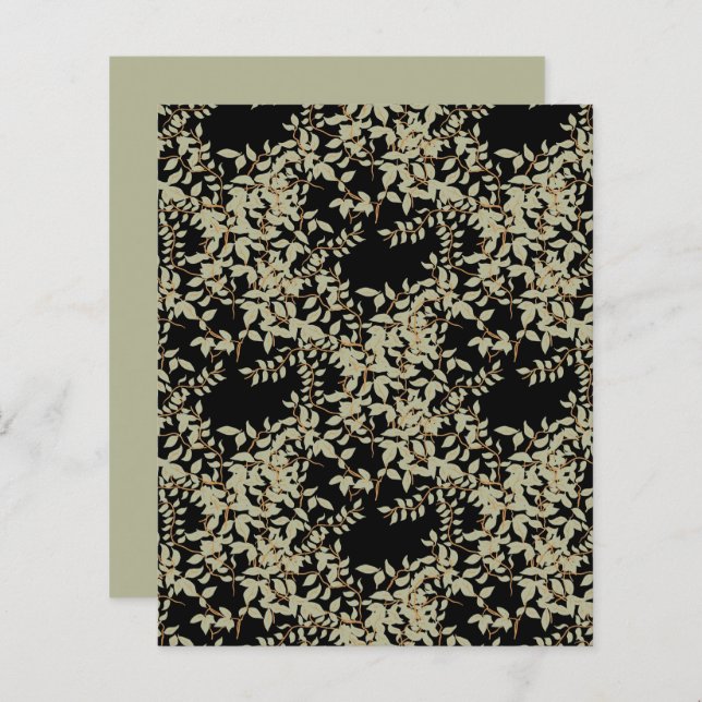 Sage Grönt Jasmine Vine Black Scrapbook Papper (Fram/baksida)