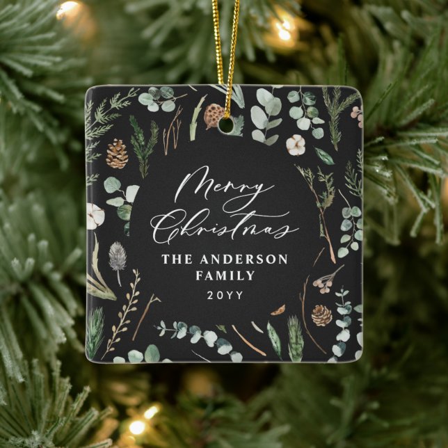 Sage grönt Jul - minimal botanisk bild Julgransprydnad Keramik (Träd)