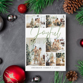 Sage Grönt - Julkalligraffamiljfoto Julkort