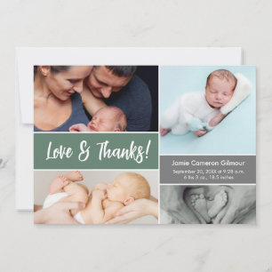 Sage Grönt Kärlek och tack Photos Baby Shower Kort
