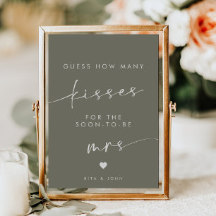 Sage Grönt Kisses for Mrs Möhippa Game Sign Poster