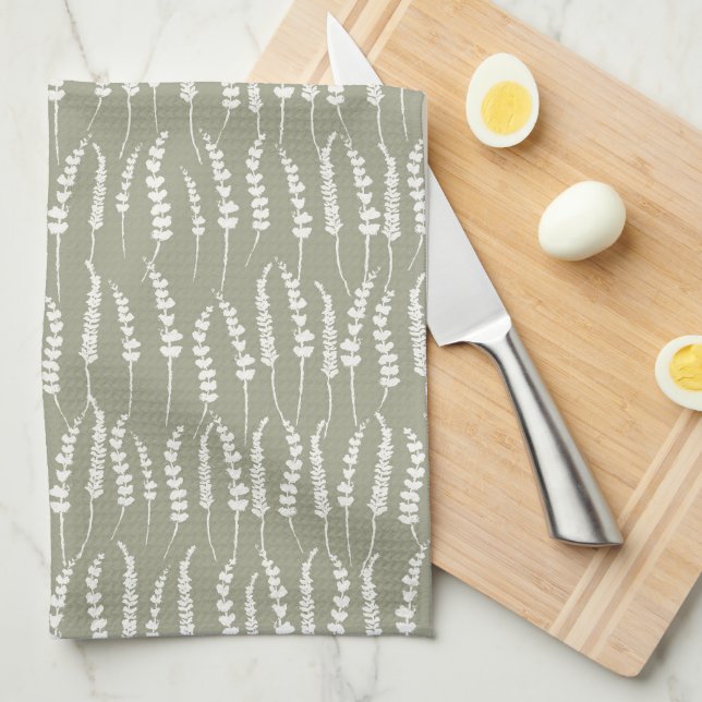Sage Grönt Kitchen Towel med Fern Print Kökshandduk (Vikt i Fjärdedel)