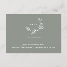Sage Grönt klassisk monogram QR CODE bröllop-anded OSA Kort