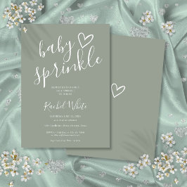 Sage Grönt Kön Neutral Baby Sprinkle Shower Inbjudningar