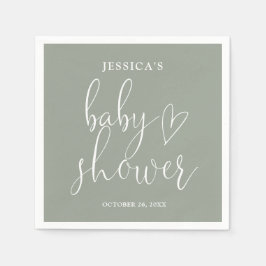Sage Grönt Kön Neutral babydusch Pappersservett