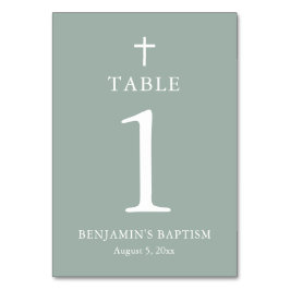 Sage Grönt Kor Boy Baptism Bordsnummer Card